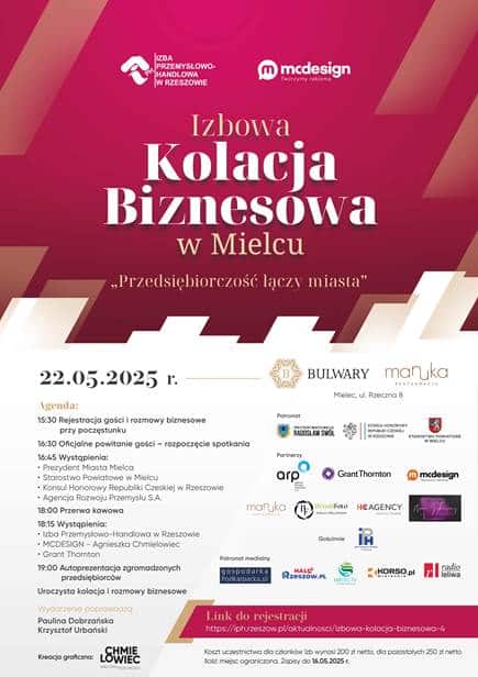 Zaproszenie na Izbową Kolację Biznesową w Mielcu