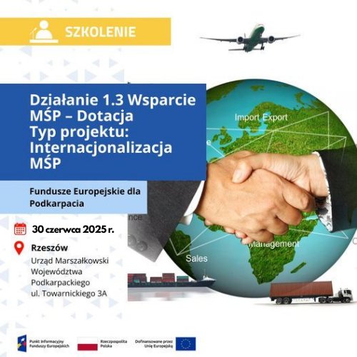 1.3 Wsparcie MŚP – Dotacja Typ projektu: Internacjonalizacja MŚP