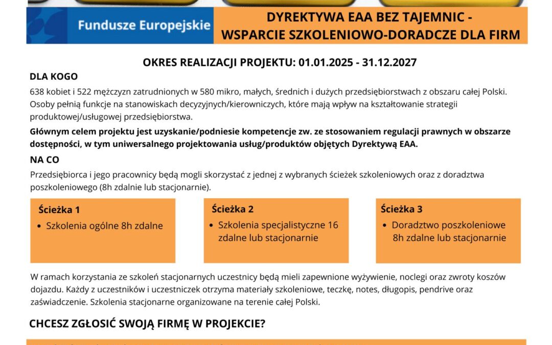 Dyrektywa EAA bez tajemnic – wsparcie szkoleniowo-doradcze dla firm